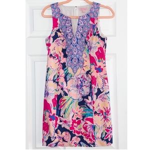 Lilly Pulitzer | 2 | Fallon Shift Dress in Bright Navy Tipping Point Floral